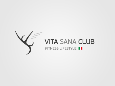 Vita Sana Club black clean fitness gray green health lifestyle logo red simple symbol white