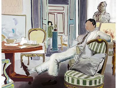 Cy Twombly's studio in Rome captured by Horst P. Horst acrylic illustration painting procreate