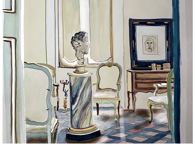 Cy Twombly's studio in Rome captured by Horst P. Horst acrylic illustration painting