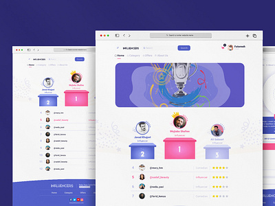 Influencer website ui design