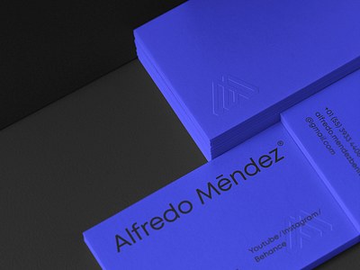 Alfredo Méndez business card design businesscard embossed embossing graphic identity logodesign minimalist logo neon colors print design stationery design