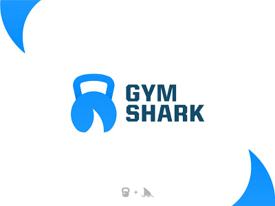 Gym Shark app icon branding concept design fitness fitness freak flat graphic design gym gym shark gym shark logo png gym wear kettlebell logo logos negative space shark fin vector weight lifting workout