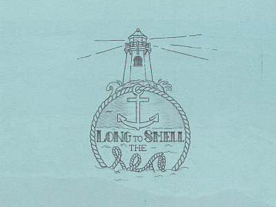 The Sea anchor handdrawn lighthouse line art ocean rope typography vector