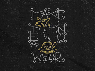 Black Tea bomber illustration jesse hansonl plane tea type typography vector