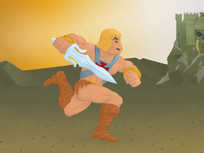 He-Man 80s cartoon heman illustration motu skeletor vector art