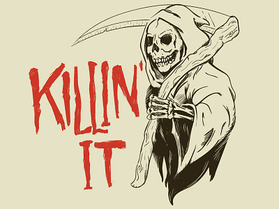 Killin It bones death design grim reaper hand drawn illustration killin it seattle skeleton skull type typography