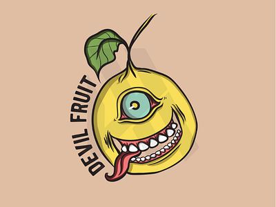 Scary orange fruit design handdraw illustrator logo maskot