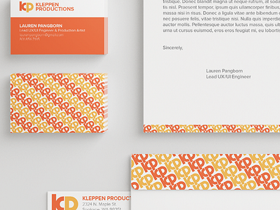 Kleppen Productions branding business card stationary