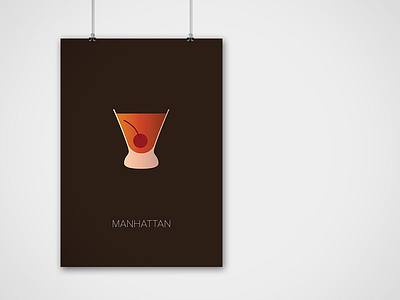 Manhattan poster clean cocktail drink manhattan minimalist poster series