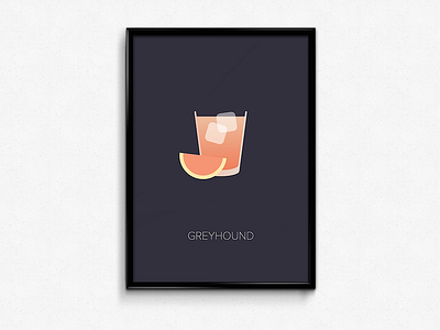 Greyhound clean cocktail drink grapefruit greyhound minimalist poster