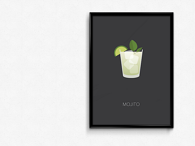 mmmojito clean cocktail drink lime minimalist mint mojito poster