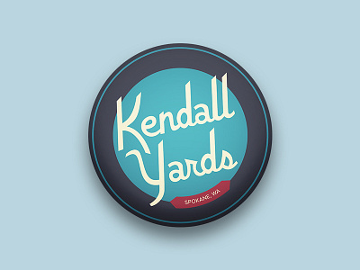 Kendall Yards badge badge cursive hand lettering lettering neighborhood pin pnw spokane typography washington