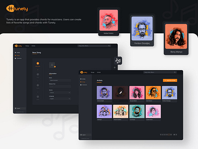 Tunety App UI Design & Illustration achord app achords application ui design artist branding instrumentapp interfacedesign music achords app music app design music app ui design ui ui ux ui design