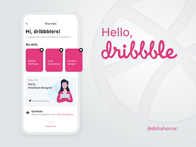 Dribbble hello shot app illustration minimal mobile ui ux
