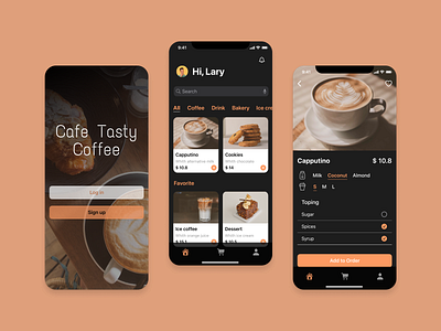 Cafe Mobile App app cafe coffee cup design minimal mobile ui ux