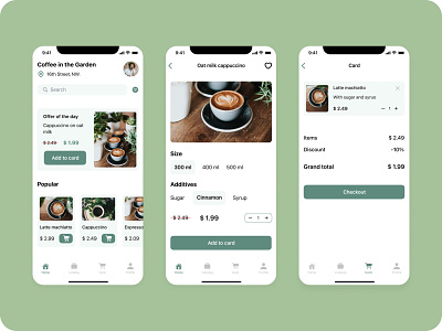 Coffee shop mobile app app coffee coffee shop design minimal mobile nature ui ux