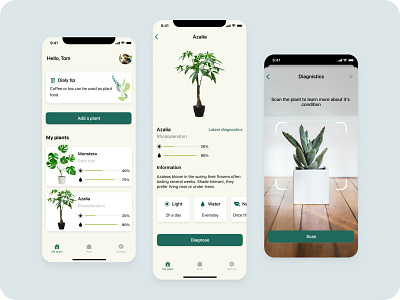 My plants care app app care design ios minimal mobile plant scan ui ux