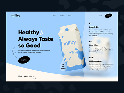 web design - landing for milk's company 3d design logo milk minimal typography ui ux web webdesign