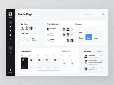 dashboard - planning tool app calendar clean design dashboard figma fintech management minimal plan schedule sidebar task team track typography ui user interface ux web webapp