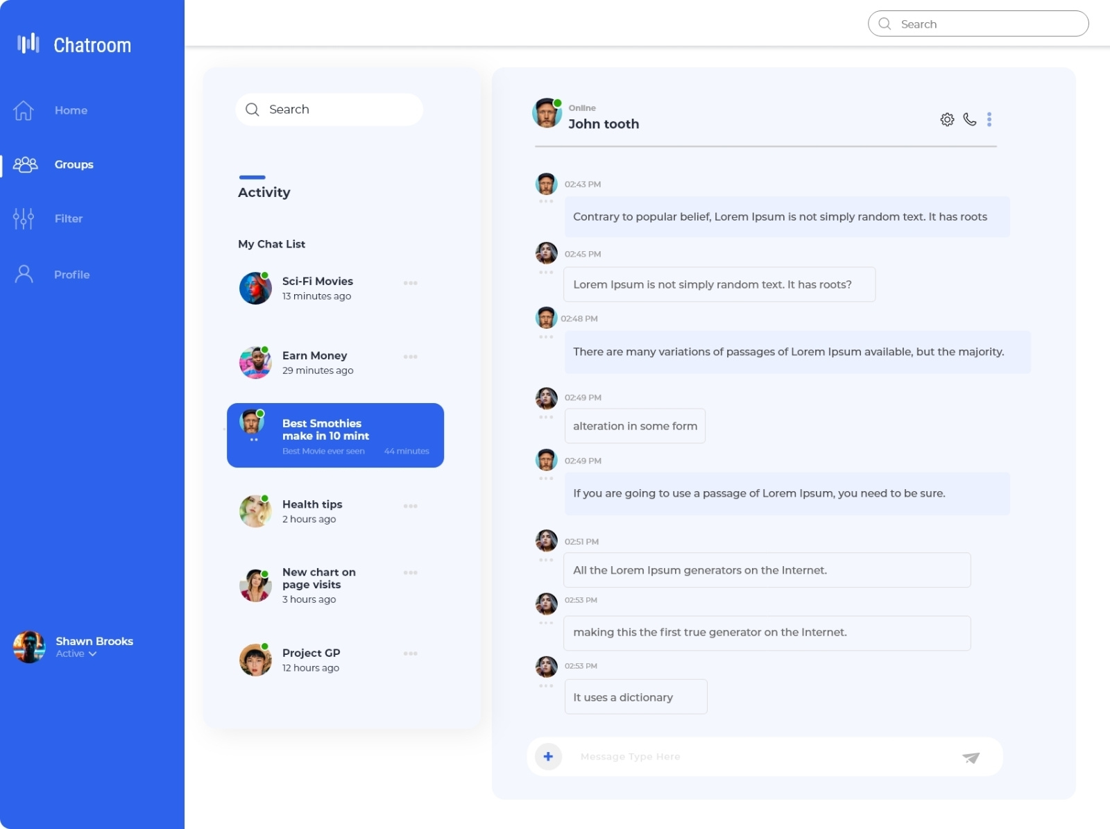 Chatroom Web Ui by Harman jethi on Dribbble