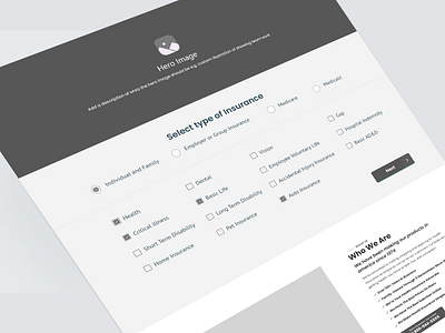 Insurance UX Flow Wireframe landing page minimal ux wireframe ui