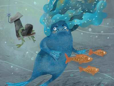 Merman aquaman book character design digital fairy tale fish illustration legend marine myth spirit underwater