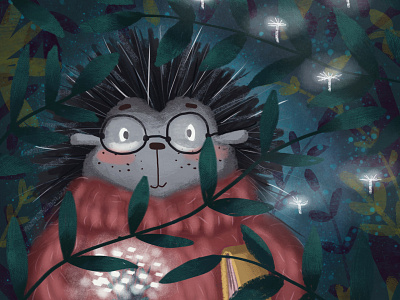 Hedgehog botanist animals biologist book bookish botanist character fairy tale forest dweller illustration legend magic magic forest