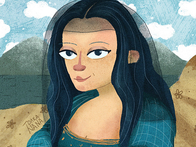 Mona Liza bookish character digital illustration девушка картина музей портрет стилизация улыбка шедевр