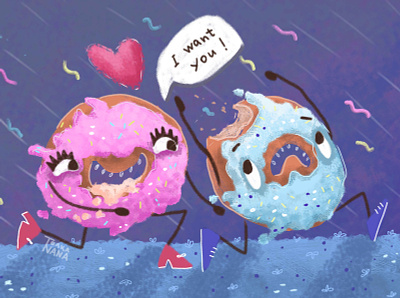 Sweet pair character digital illustration еда комиксы любовь открытка полиграфия праздник