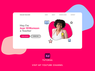 Online Teacher Landing Page Hero Banner adobexd blobs colors how to icons landing page landingpage teacher tutorial ui ui design video tutorial webdesign website xd