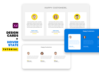 Testimonials Design Cards and Hover State in Adobe XD Tutorial