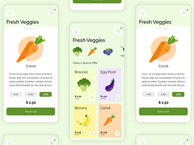 Veggies Shop App adobe xd adobexd app ui app ui design madewithadobexd mobile app mobile ui tutorial ui design