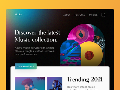 MUSO - Music-web Homepage branding design homepage minimal music musicwebdesign ui ux web