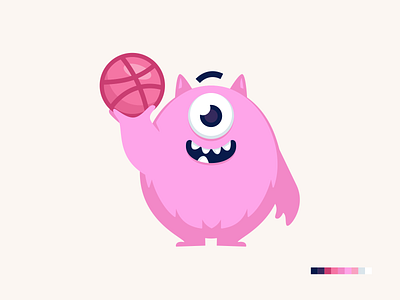 Hello! Dribbble character cute design dribble flat illustration logo mascot monster