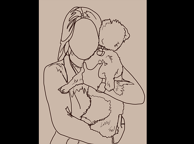 Portrait outline with puppy adobe illustrator illustration portfolio portrait sketch vector