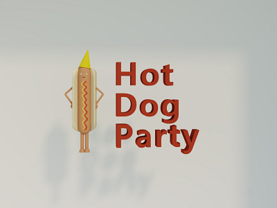 Hot-dog party 3d branding graphic design