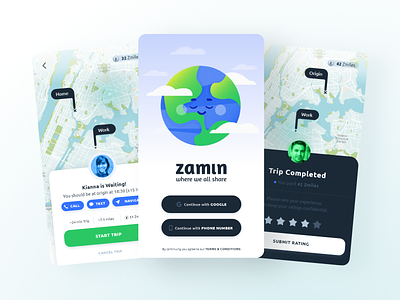 Zamin Carpool App app carpool app carpooling e hailing mobile app product design ride hailing ride sharing ui ux zamin
