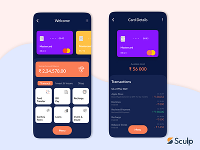 Banking App - UI by Sculp UI UX Studio on Dribbble
