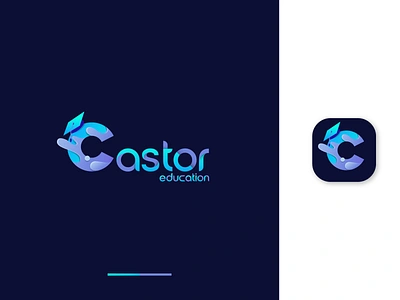 C + Mortarboard - Castor Education Logo 1 adobe illustrator branding c concept design education gradient gradient logo graduation cap incorporate letter c logo logo design mortarboard splash waves