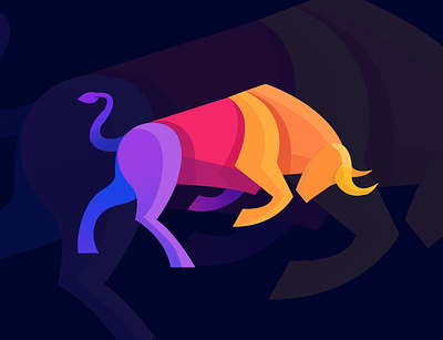 Bull bull colorful concept illustration illustrator logo mascot