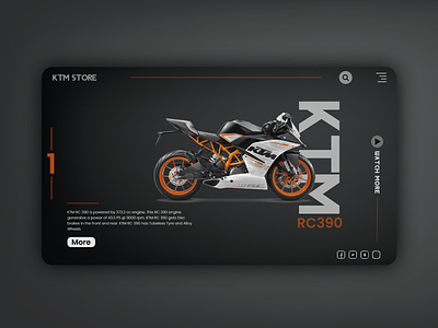 KTM Bike Store(Concept) dark illustrator landingpage redesign uiux user experience xd xd ui kit