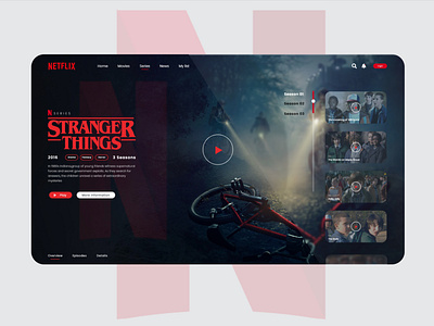 NETFLIX Redesign dark landing page netflix simple strangerthings ui uiux xd