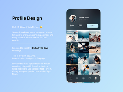DailyUI 006 - Profile Design
