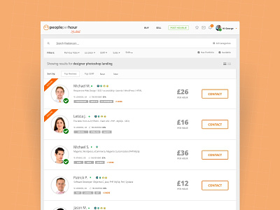 PeoplePerHour Freelancers Discovery filters flat freelancers listings peopleperhour search ui ux