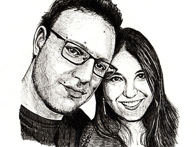 Couple Portrait art drawing fine pen illustration portrait portrait art portrait illustration