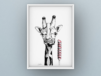 Lollipop Giraffe from Gum & Fun Serie animal art art artwork childrens illustration design drawing fine pen illustration