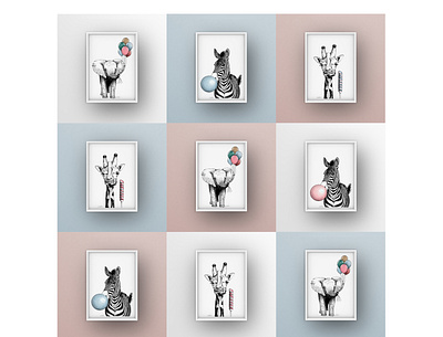 Animals Gum & Fun Drawings Serie animal art art artwork design digital art drawing fine pen illustration printing printing design