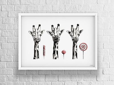 Isaura, Peralta & Magnolia Giraffes from Gum & Fun Animals Serie animal art art artwork design digital art drawing fine pen illustration printing printing design