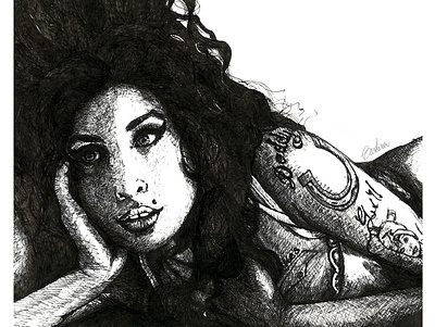 Amy Winehouse Fine Pen Portrait amy amy winehouse art drawing fine art fine pen gobsart music