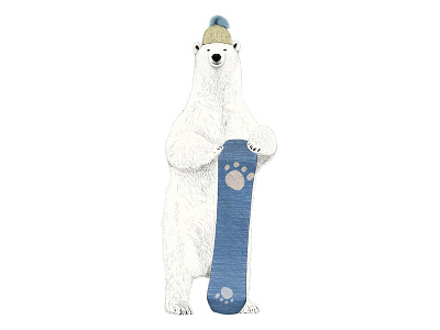 Papa Bear with Snowboard Illustration